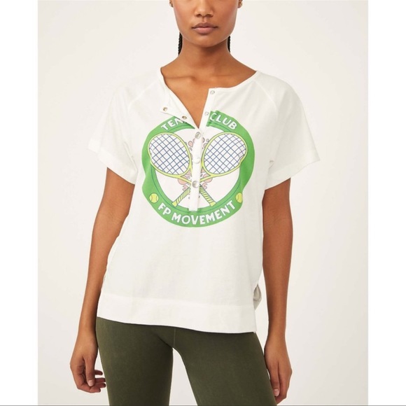 NWT Free People Inhale Henley Graphic Tee - Picture 6 of 10